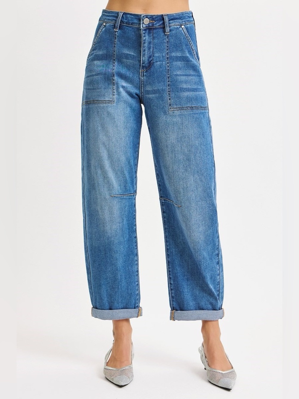 PG21047 MEDIUM Risen Slouchy Barrel Relaxed Patch Pocket Jeans